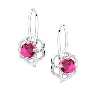 Cercei argint floare cu piatra rosie si tortite DiAmanti Z1621JR_RU-DIA (Argint 925‰ 1,2 g.)